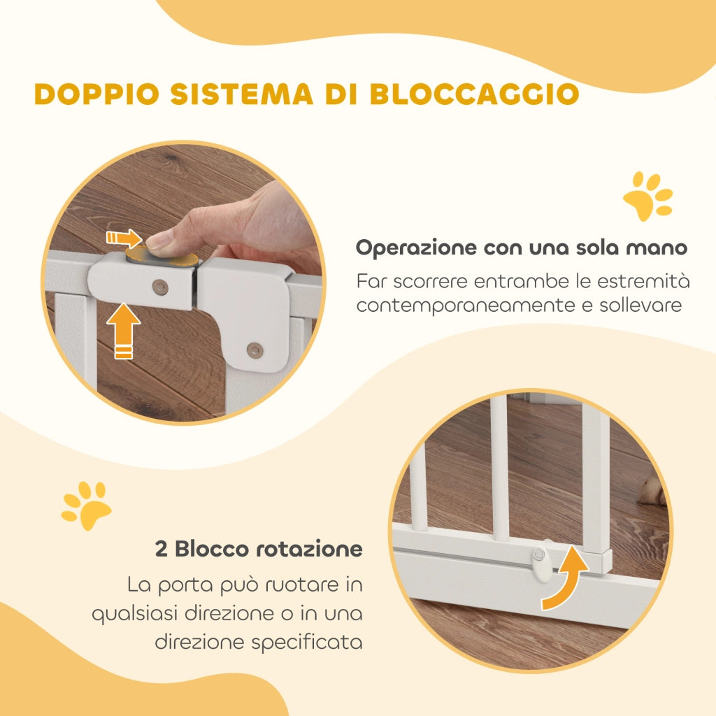 Cancelletto per Cani Estensibile e Regolabile per Scale e Porte. in Acciaio e ABS. 75-85x76 cm. Bianco