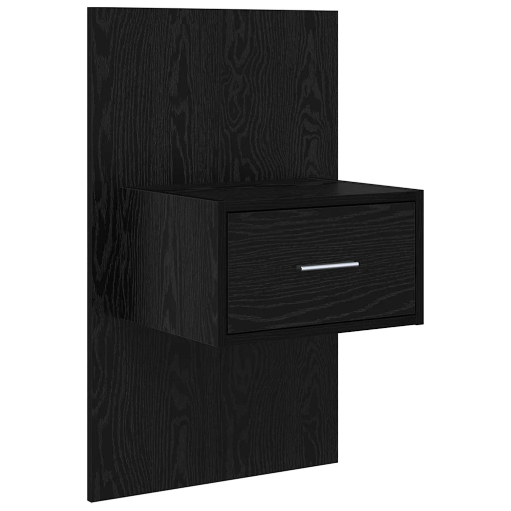 Testiera | Testata con Comodino 3 pcs Rovere Nero Legno multistrato