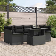 Set Divano da Giardino con cuscino 7 pcs Nero Poly Rattan 3348219