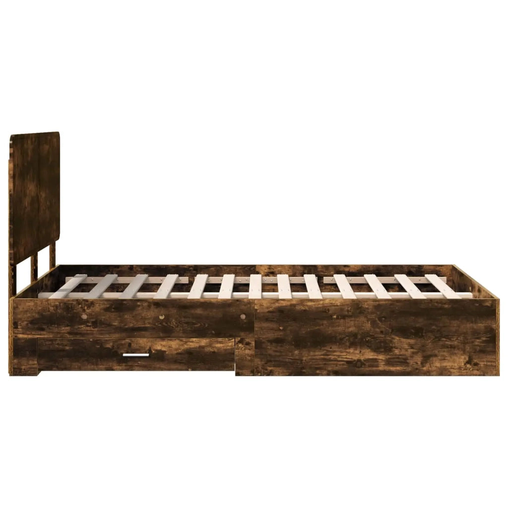 Letto matrimoniale | Letto per adulti | Struttura del letto Rovere fum¨¦ 135 x 190 cm Legno multistrato
