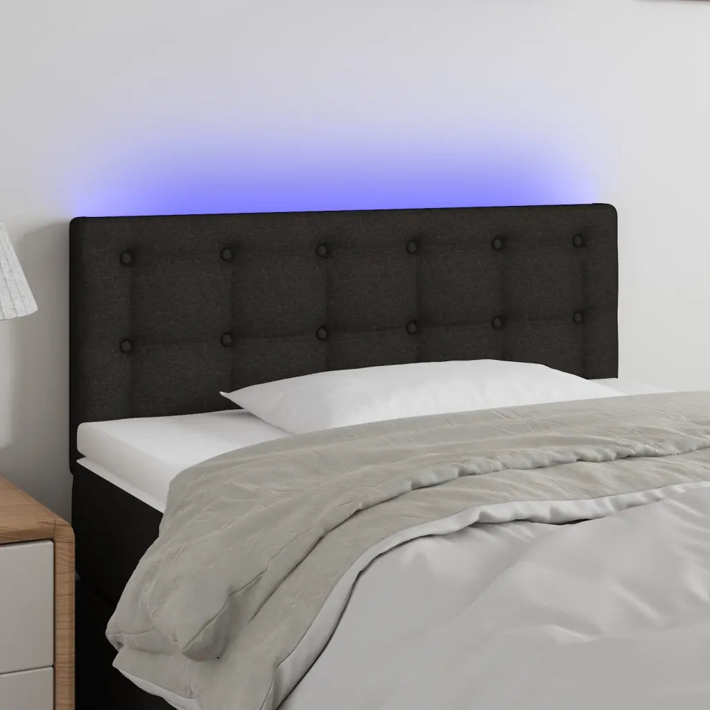 Testiera a LED Nera 80x5x78/88 cm in Tessuto 3122022