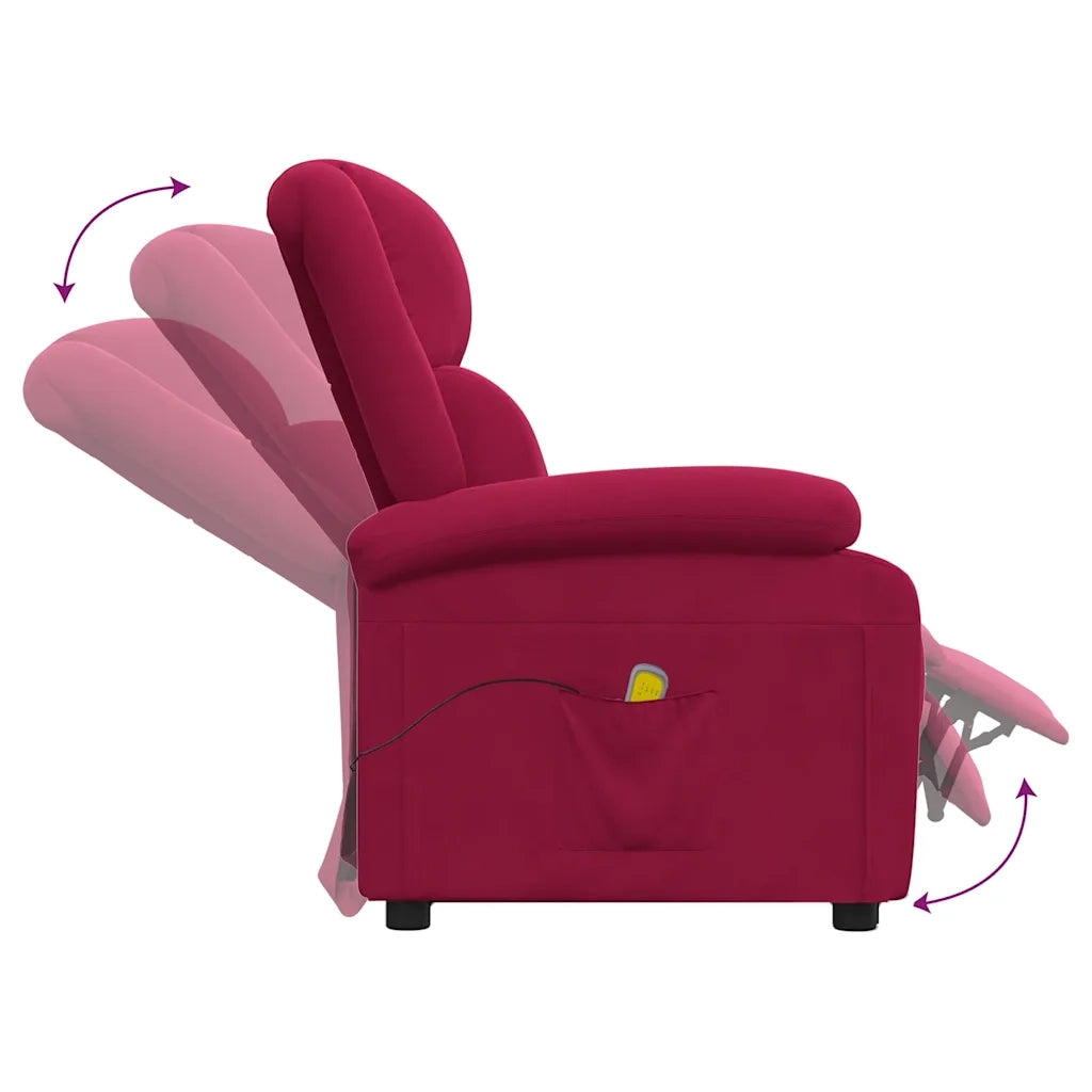 Poltrona Massaggiante Rosso Vino in Velluto 342415