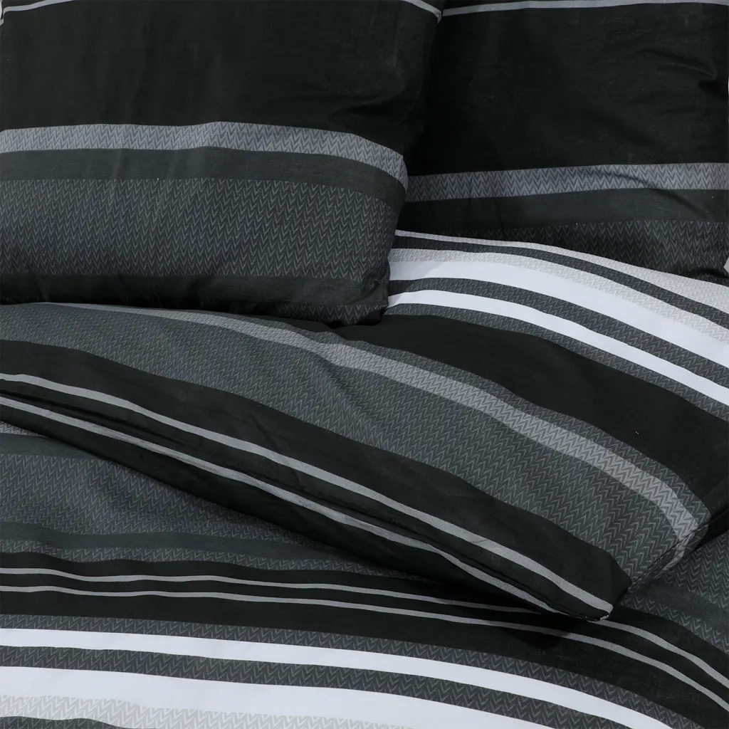 Set Copripiumino Nero e Bianco 155x220 cm in Cotone 136500