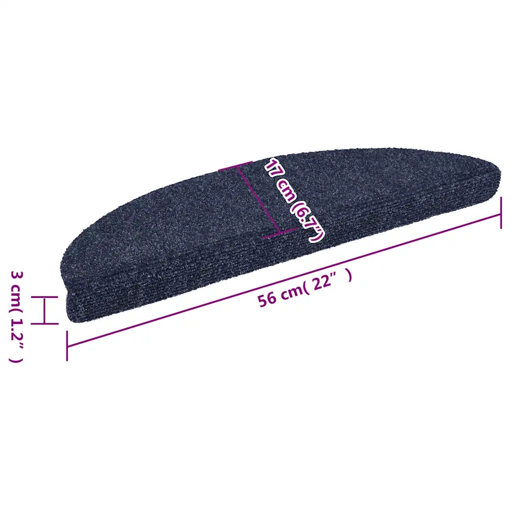 Tappetini per scale autoadesivi 15 pz 56x17x3 cm blu semicircolari 132695