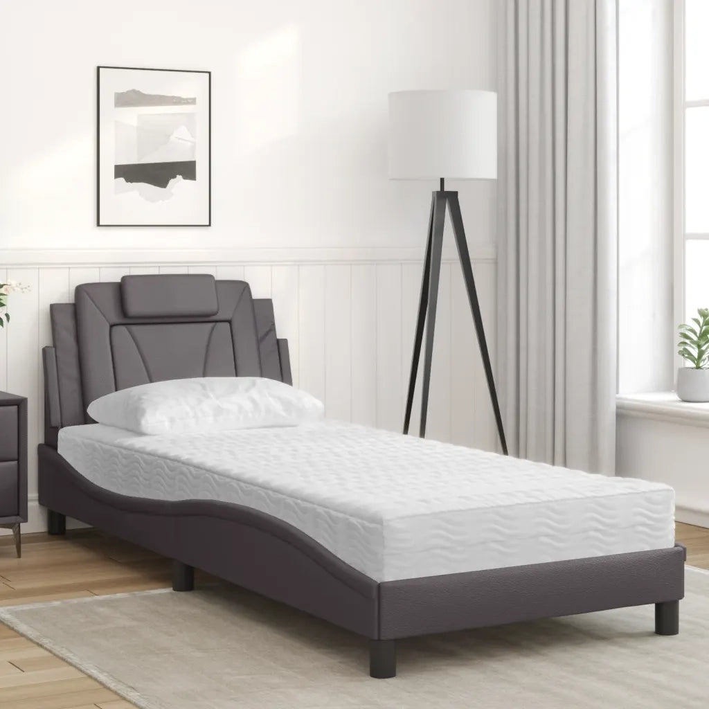 Letto Viana con Materasso Grgio 90x200 cm in Similpelle