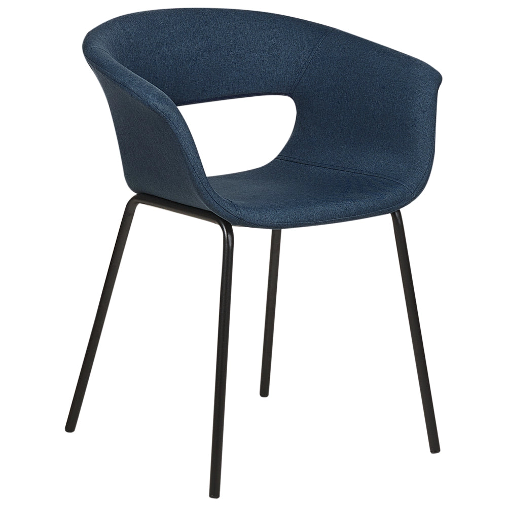 Set di 2 sedie da pranzo Sedute in poliestere blu scuro Gambe in metallo per sala da pranzo cucina