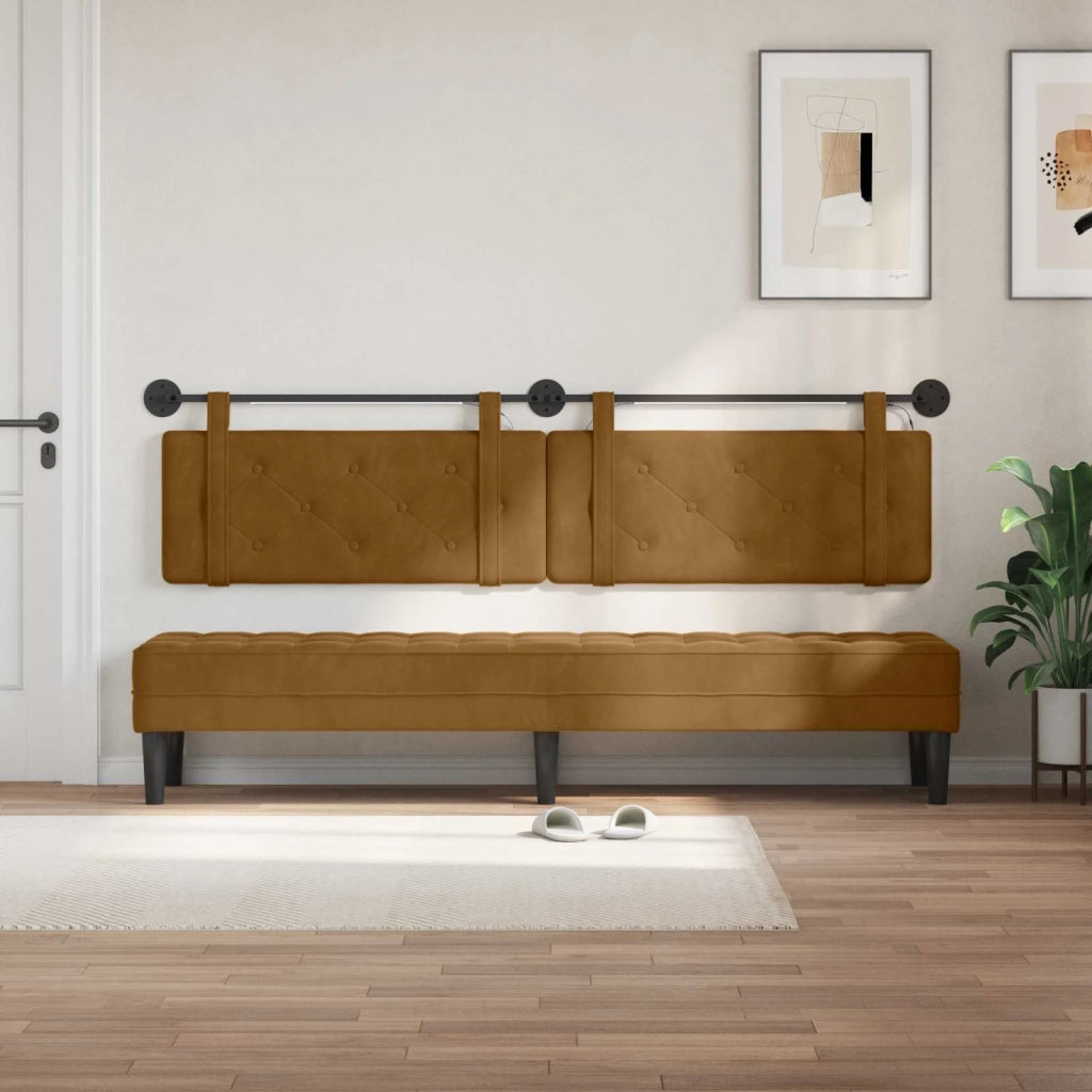 Testiera sospesa Con luce LED Marrone Velluto 3424253