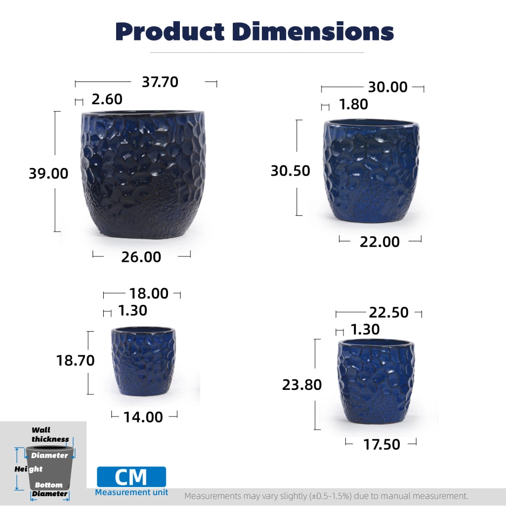 VASO PORTAFIORI Ø30 cm in ceramica blu navy