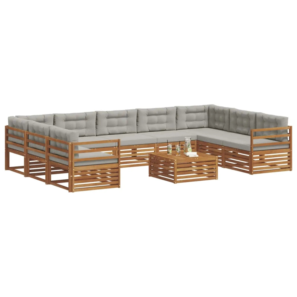 Set di divani da esterno 10 pcs Grigio Naturale e Chiaro 3374151