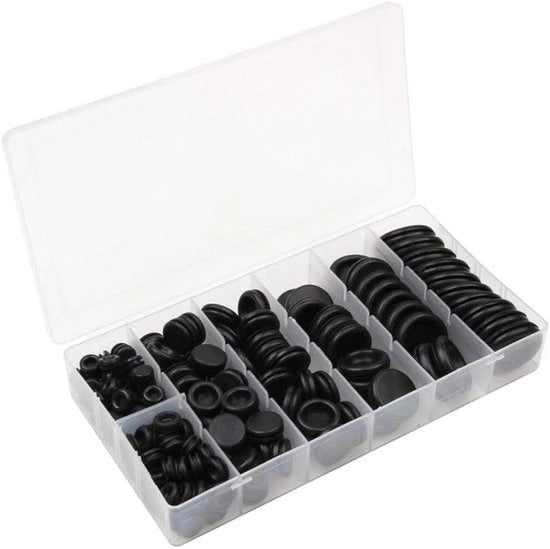 Set di gommate di sigillatura per cavi 200 pezzi - Gommate di sigillatura - Stoppero di buchi - Per auto/barca - Resistente al calore/resistente alle intemperie - 7 misure - Gommate di sigillatura per cavi