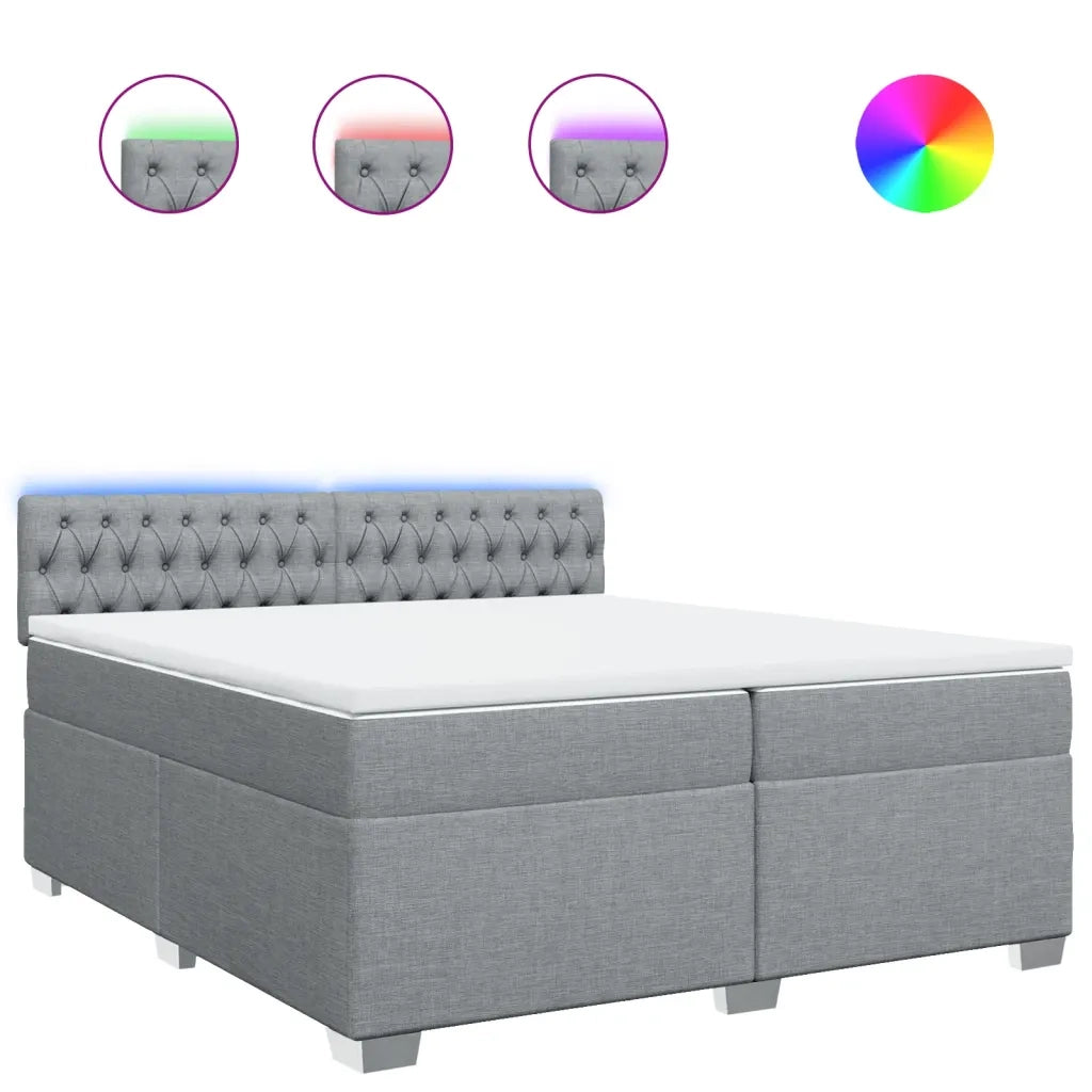 Giroletto a Molle con Materasso Grigio Chiaro 200x200cm Tessuto