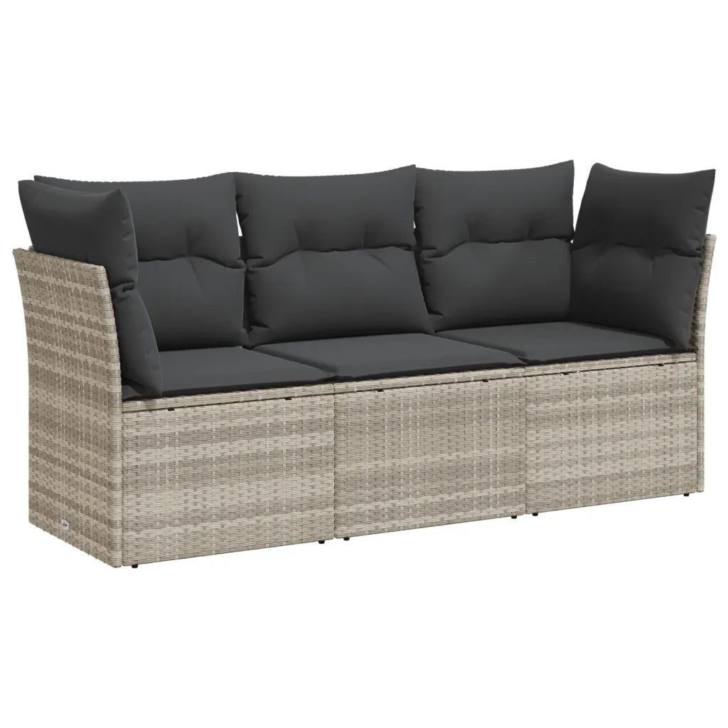 Set Divano da Giardino 3pz con Cuscini Grigio Chiaro Polyrattan 3217212