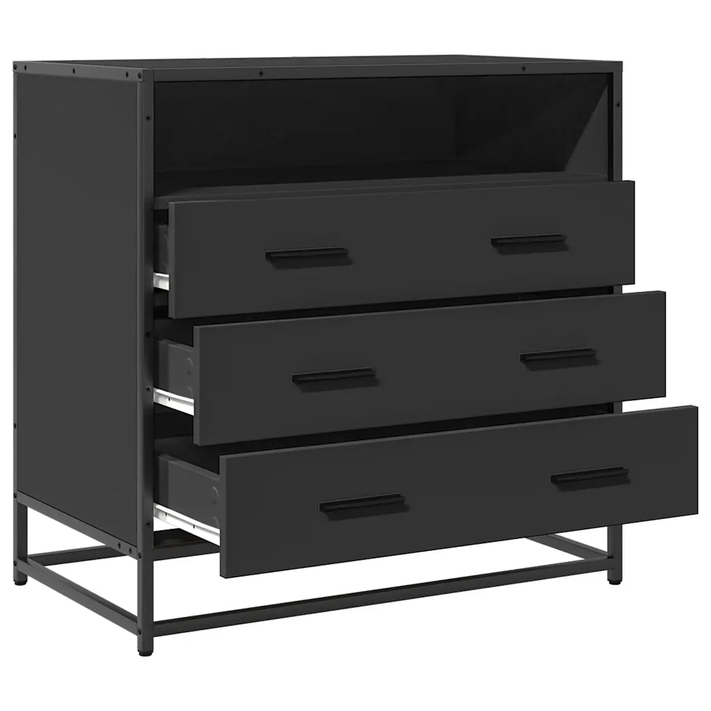 Cassettiera Nera 70x41x70 cm in Legno Multistrato 849084