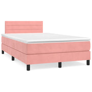 Letto a Molle con Materasso e LED Rosa 120x190 cm in Velluto