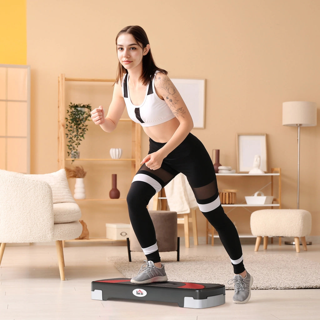 Stepper Fitness Aerobica ¨C Xylo ¨C Altezza Regolabile Antiscivolo 80x31x20cm Nero Grigio