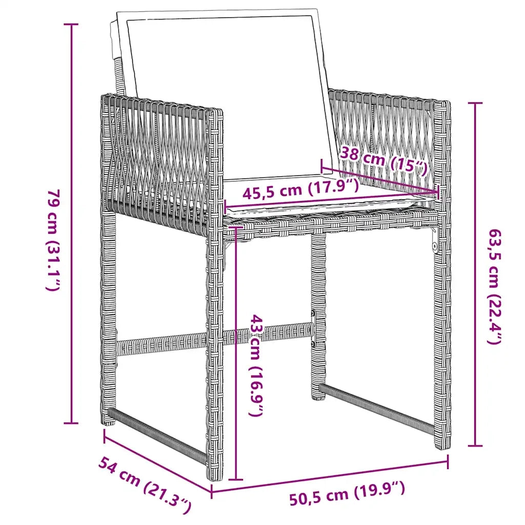 Set da Pranzo per Giardino 5 pcs Grigio chiaro polyrattan 3380761