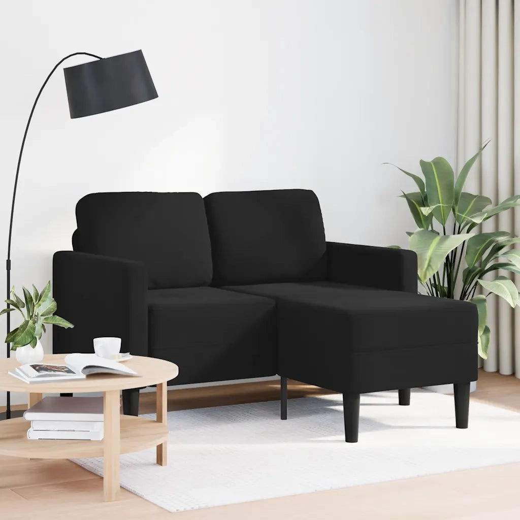 Divano | Divano da soggiorno | Sofa a 2 posti con chaise longue a L nero 125 cm in velluto
