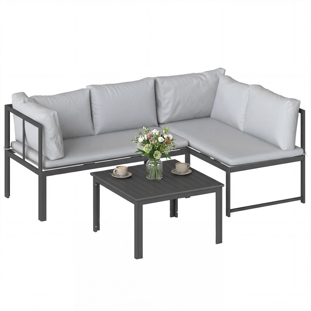 Set da giardino 2 divani 2 posti con cuscini e tavolino ¨C Minimal ¨C grigio