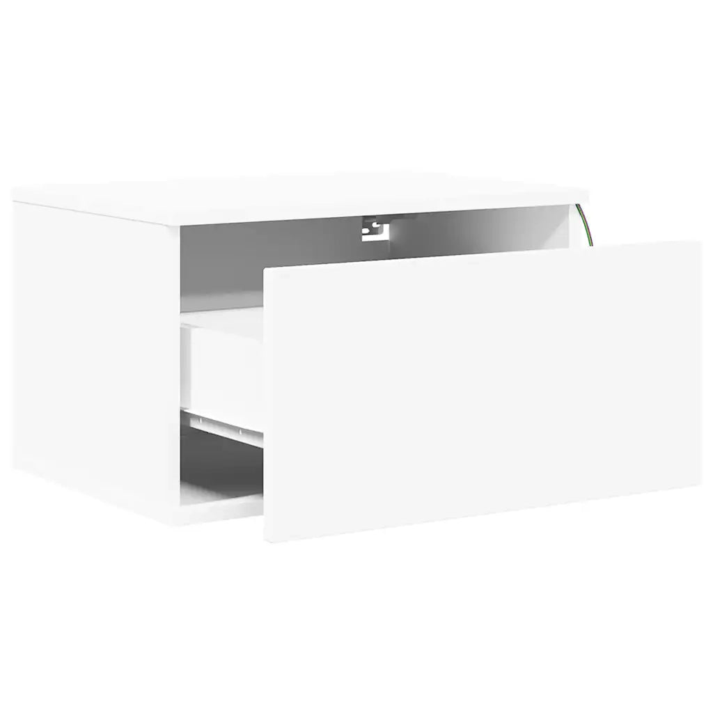Comodini a Parete con Luci LED 2 pz Bianchi 836827