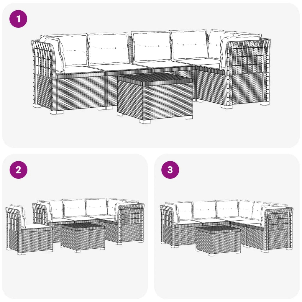 Divano da Giardino 5 Posti con Cuscini Stile Rattan PP 3444086