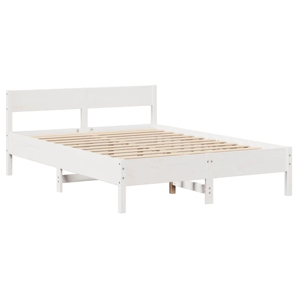 Letto senza Materasso-Struttura Letto Bianco 140x190 cm Legno Massello di Pino 877235