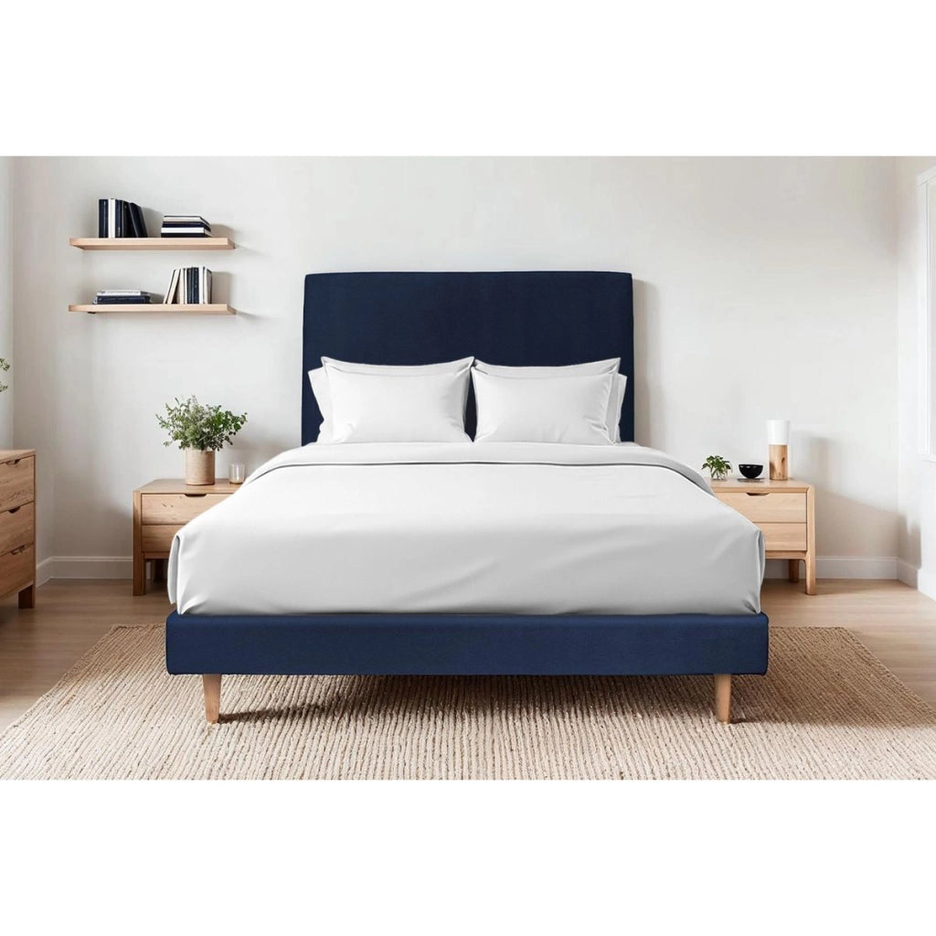 Letto 200x200 cm con testata imbottita - Tessuto velluto