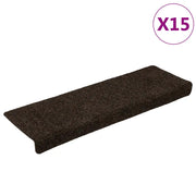 Tappetini per scale autoadesivi 15 pz | Gradini per Scale 65x21x4 cm marrone scuro bordo rettangolare