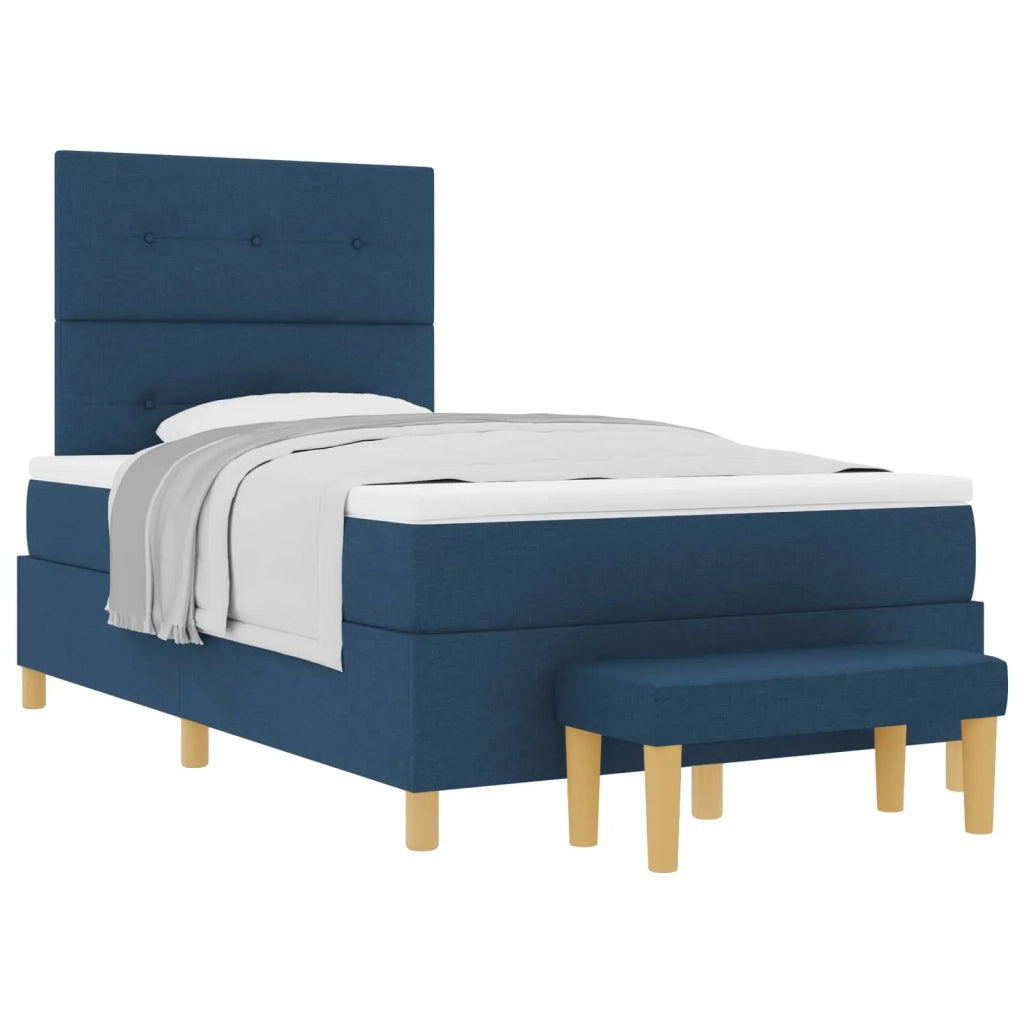 Letto a molle con materasso Blu 120 x 200 cm Tessuto