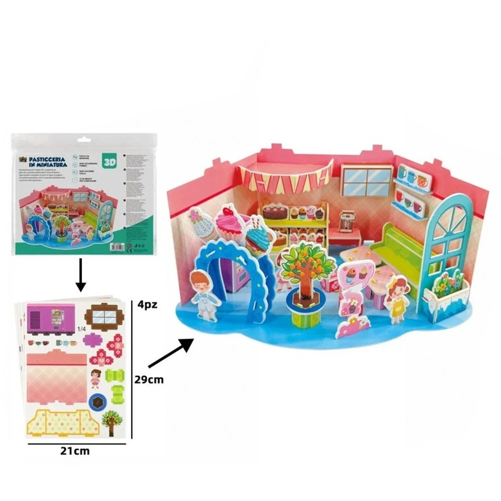 Trade Shop - Kit Puzzle 3d Forma Pasticceria In Miniatura Per Bambini Costruzione Fai Da Te 32403 -