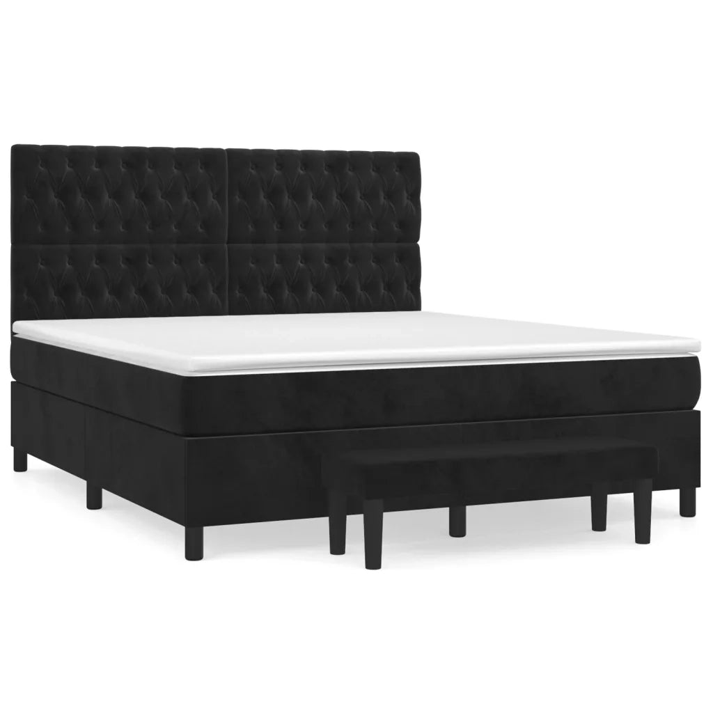 Giroletto a Molle con Materasso Nero 180x200 cm in Velluto 3138039