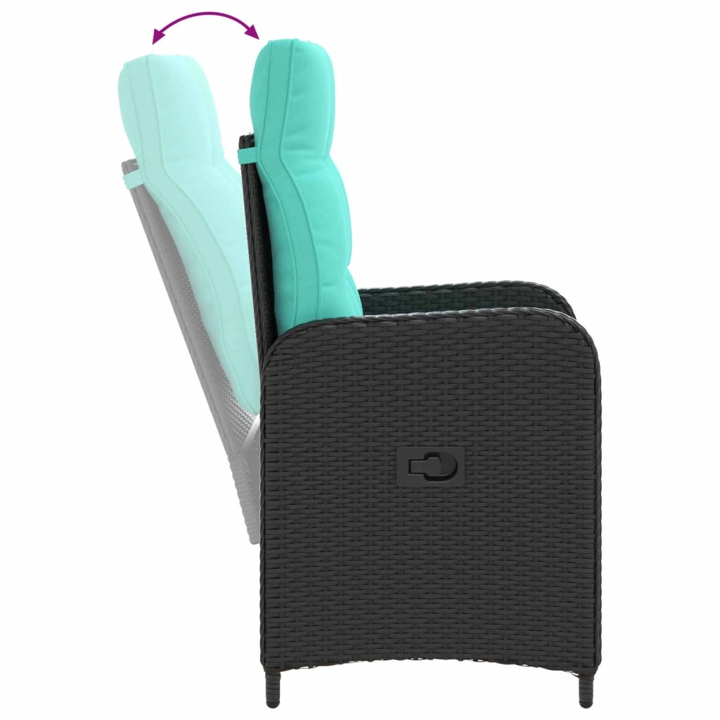 Set da pranzo per esterni 9 pz Nero e Turchese polyrattan 3422377