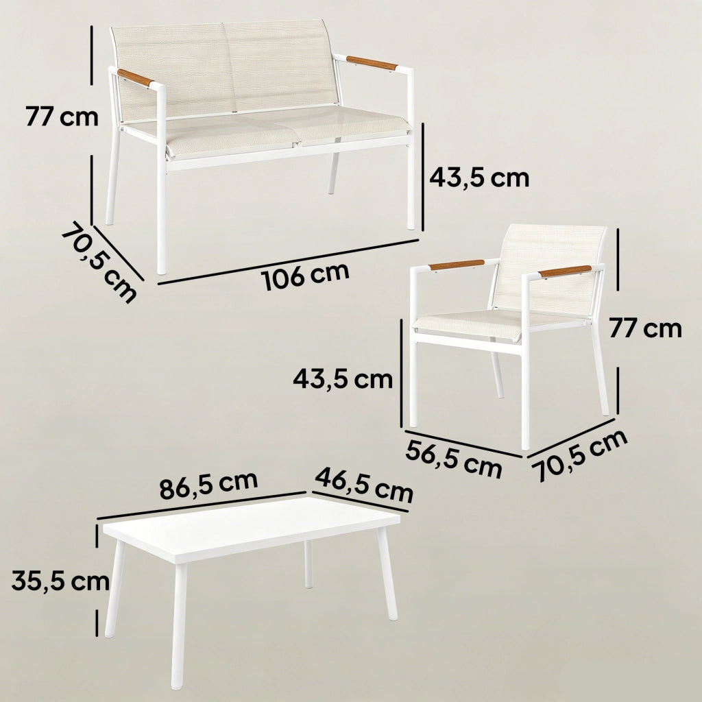 Set Giardino 4 Posti ¨C Zephmum ¨C Divano 2 Posti 2 Poltrone Tavolo Metallo