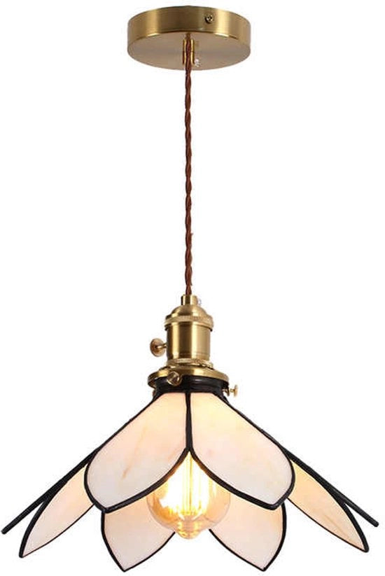 Lampada da Terra Tiffany Minimalista - Beige Crème - 12 Pollici