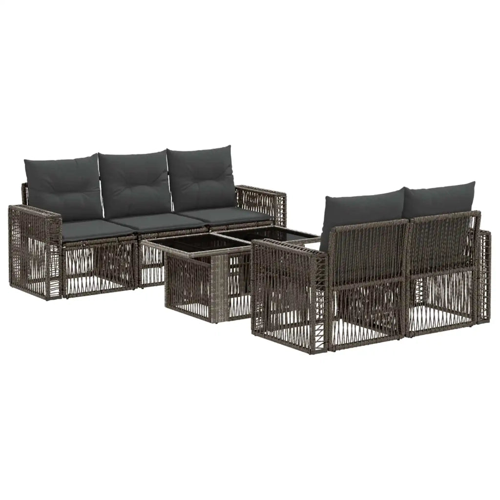 Set Divano da Giardino 6 pz Grigio e Grigio Scuro polyrattan 3436745