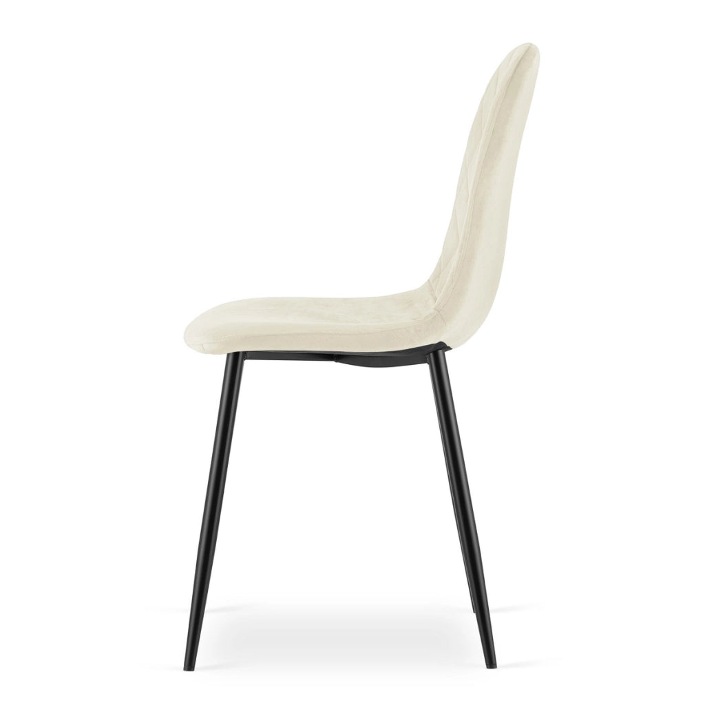 Sedia Asti in velluto beige con gambe nere