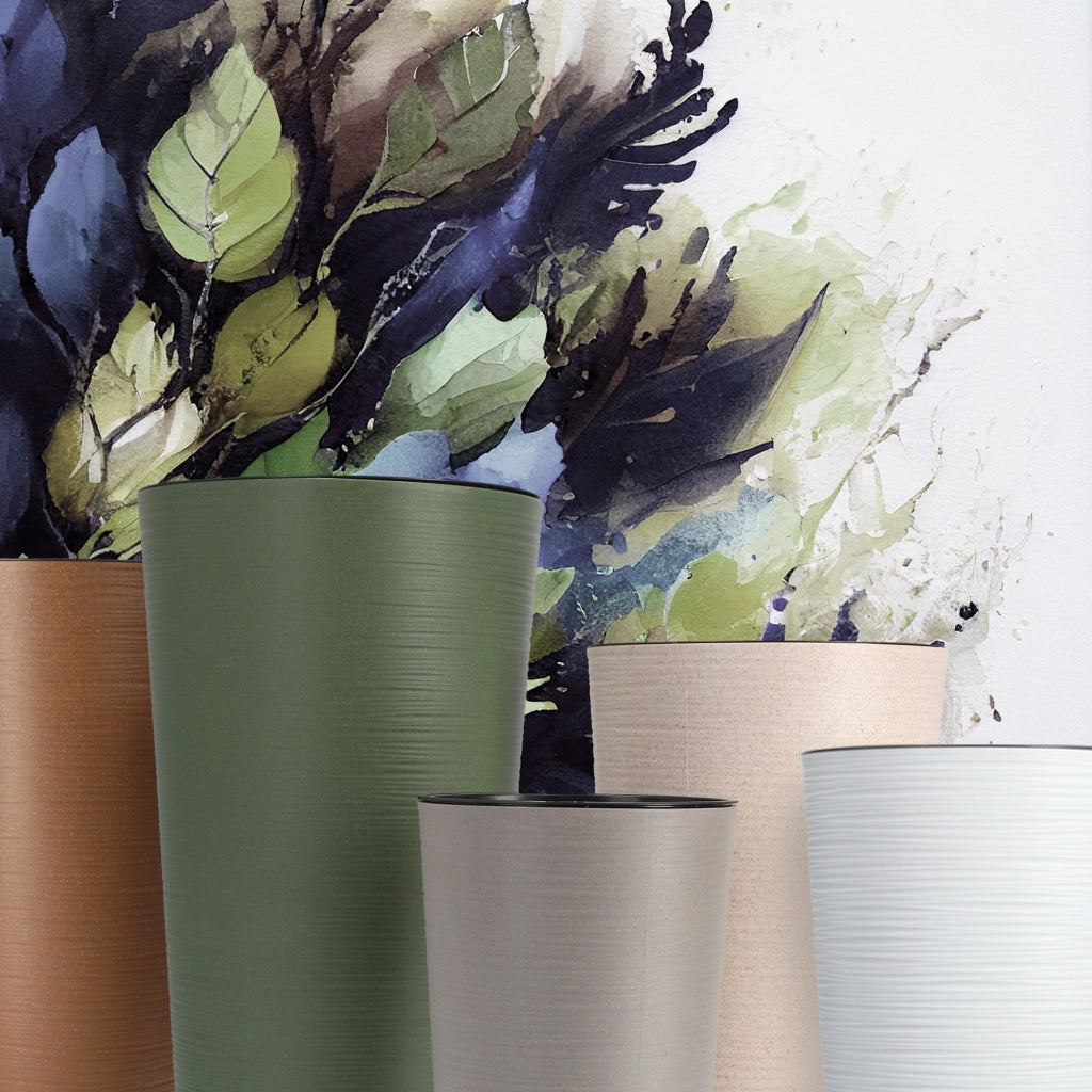Vaso da fiori KADAX, coprivaso alto 47 cm con inserto, per soggiorno, bianco.