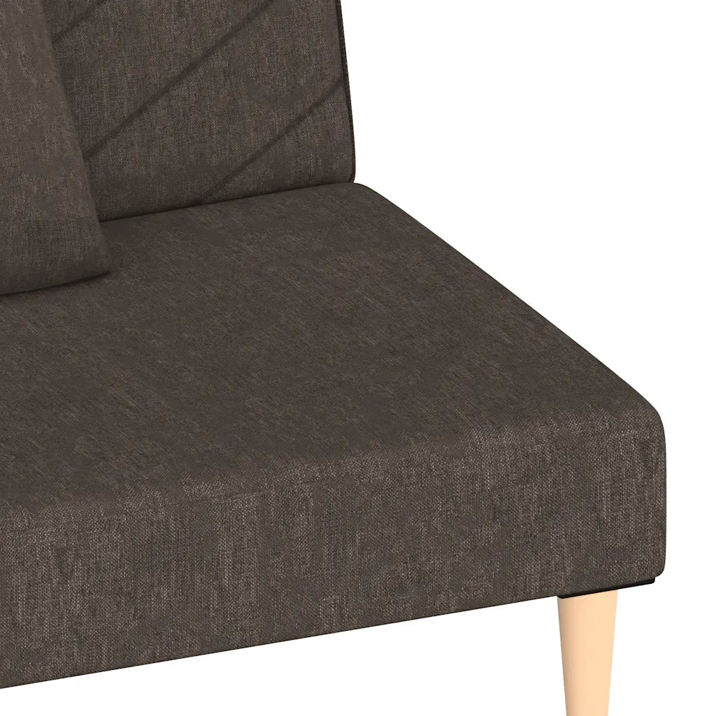 Divano Letto a 2 Posti con 2 Cuscini Marrone in Tessuto 375891