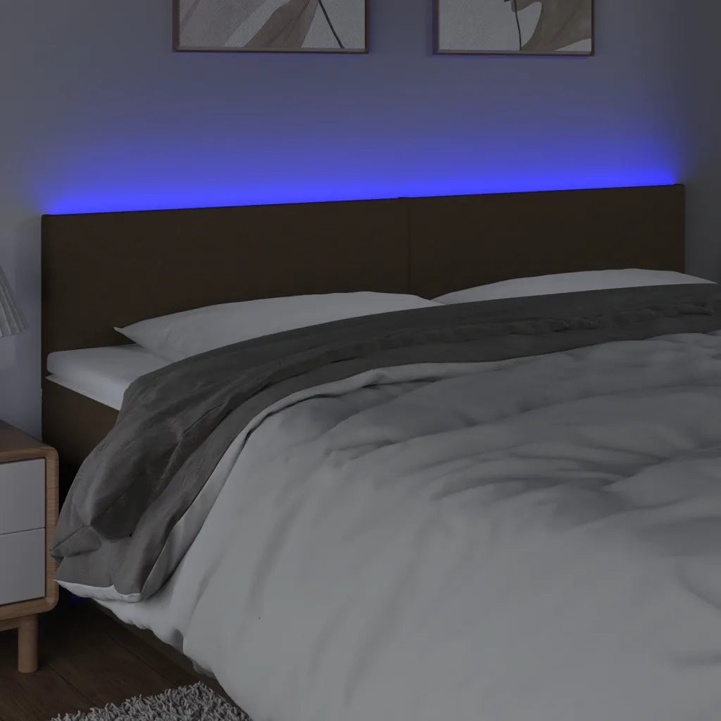 Testiera a LED-Testata con LED Marrone Scuro 160x5x78/88 cm in Tessuto 376701