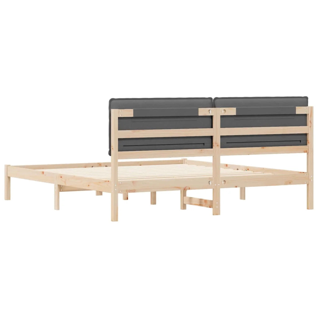 Letto matrimoniale | Letto per adulti | Letto con Testiera Rivestita Grigio scuro 180 x 200 cm