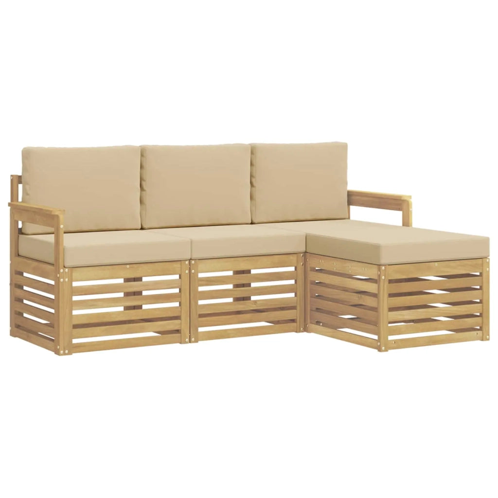 Set di divani da esterno 4 pcs Bianco e Beige 3391623