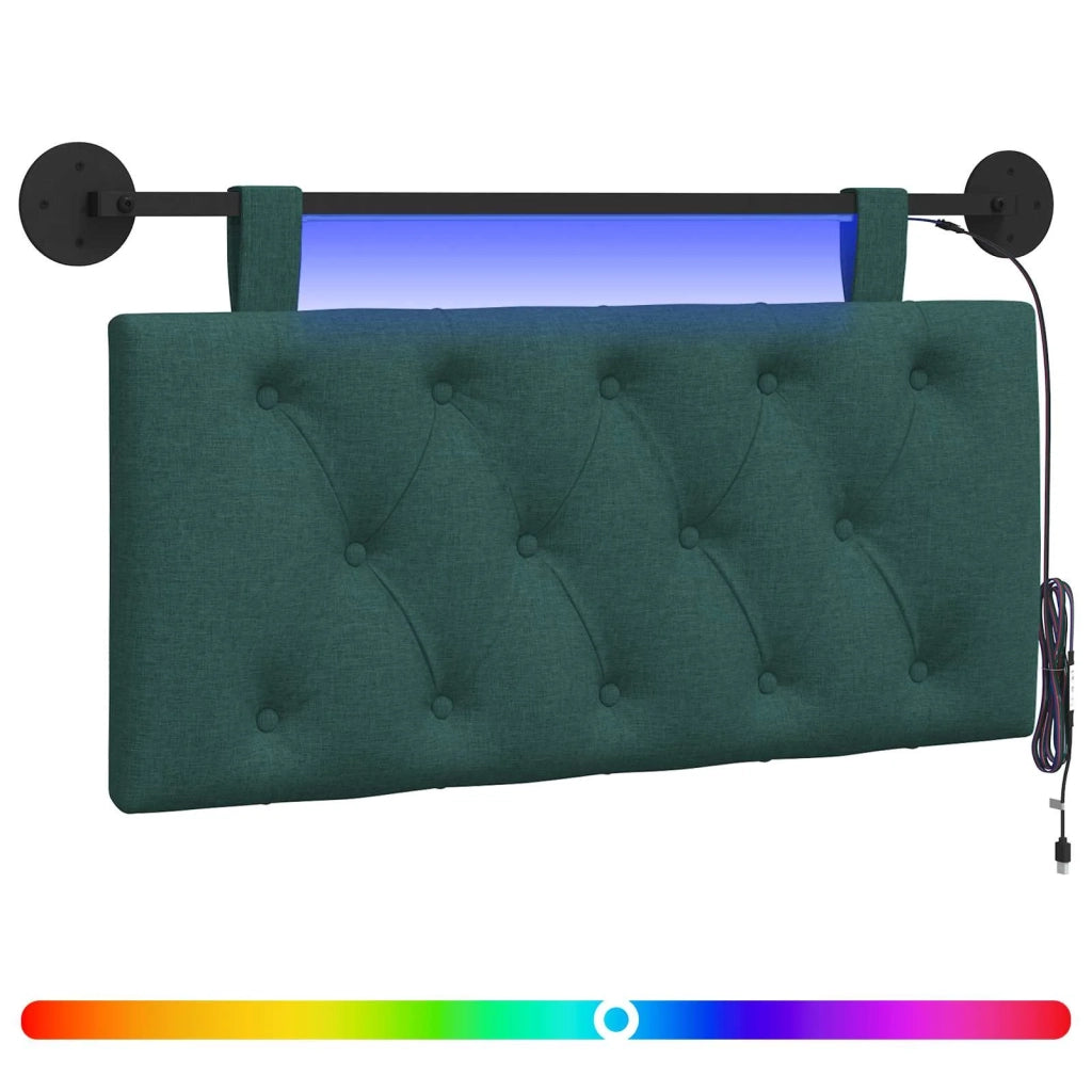 Testiera sospesa Con luce LED Verde Scuro Tessuto 3424518