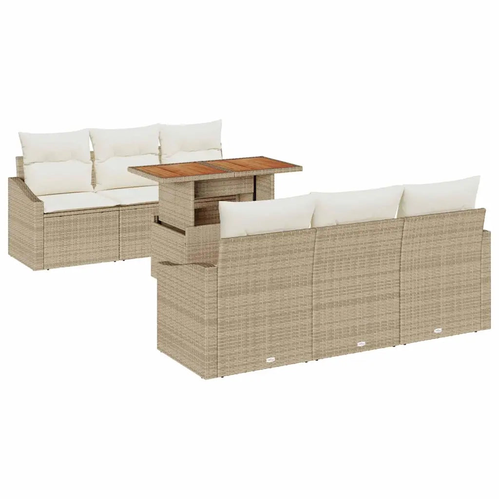 Set Divano da Giardino con cuscino 7 pcs Beige e Crema 3349784