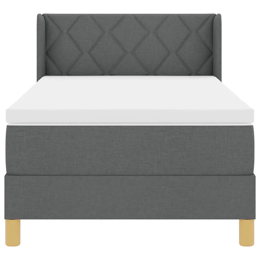 Letto a molle con testiera Grigio scuro 200 x 100 cm Poliestere