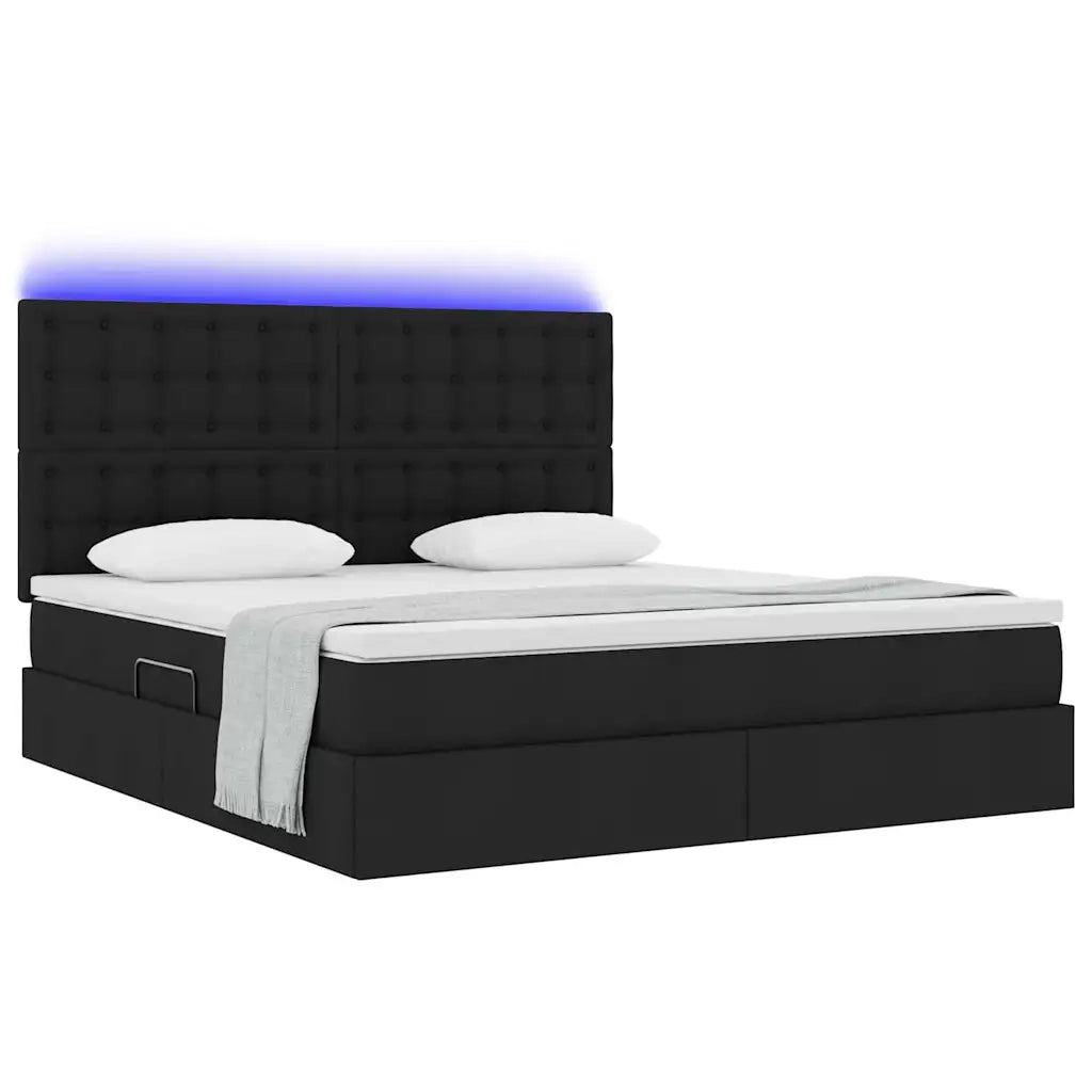 Letto con contenitore e LED Nero 160 x 200 cm Poliestere
