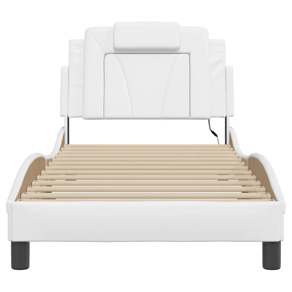 Letto singolo | Letto per adulti | Giroletto Viana con LED senza Materasso Bianco 90x190 cm