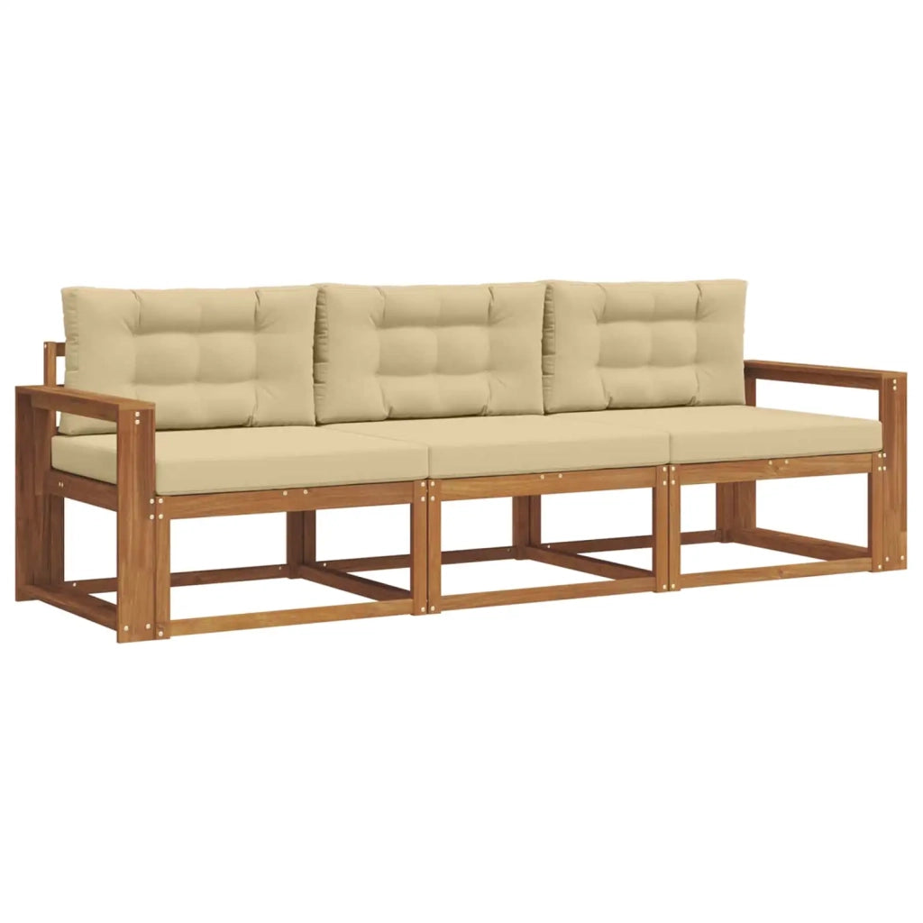 Set di divani da esterno con cuscino 3 pcs Naturale e Beige 3367131