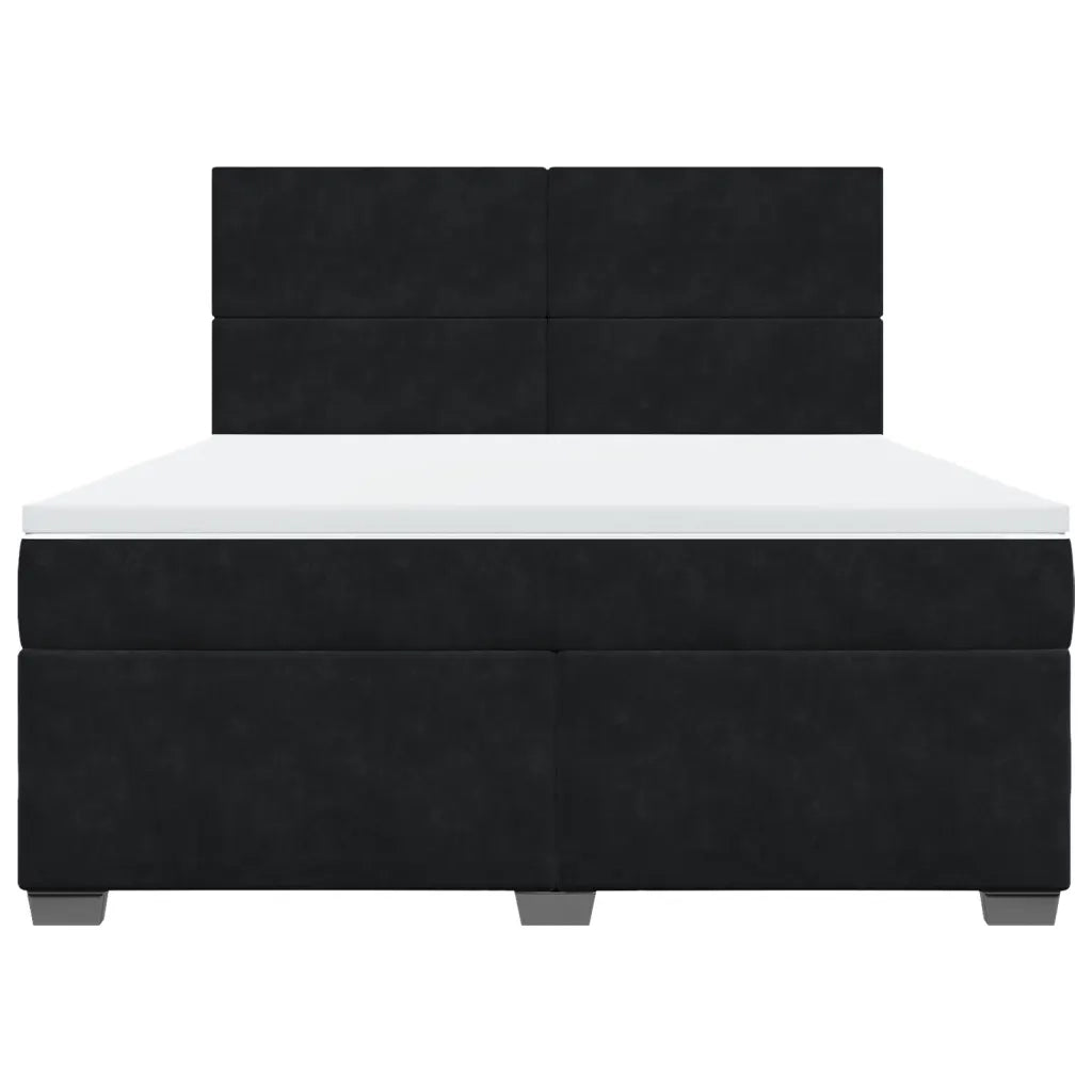 Giroletto a Molle con Materasso Nero 180x200 cm in Velluto