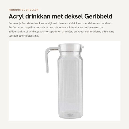 Drinkkan con coperchio - Acquario in acrilico di alta qualità - Maniglia - Duraturo - Translucido - Grande capacità - Vaschetta per succhi di frutta