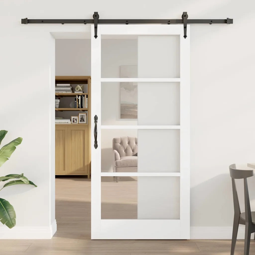 Porta scorrevole Bianco e Nero 93 x 202 cm 3332400