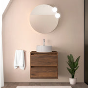 Mobile bagno sospeso 70 cm noce maya con top per lavabo da appoggio Gaya